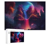 Puzzle pour Adolescents 300 PCS Enchanted Forest with Rainbow Waterfall Puzzle pour Adultes Jeux Amusants Cadeaux De Décoration Parfaits pour Les Amis Et La Famille 300 PCS