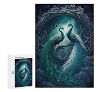 Puzzle pour Adolescents 300 PCS Enchanted Peacock Pair in Moonlight Puzzle pour Adultes - Jouet À Monter Soi-même - Défi Difficile - Cadeaux De Noël Et d'anniversaire 300 PCS