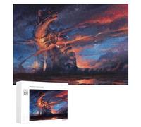 Puzzle pour Adolescents 300 PCS Enchanted Sunset with Mythical Creature Casse-tête pour Adultes Jeux Familiaux Analyse Et Logique Activités Ludiques À La Maison 300 PCS