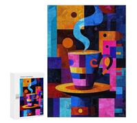 Puzzle pour Adolescents 300 PCS Expressionist Geometry Coffee - Vibrant Abstract Café Art Puzzle pour Adultes - Jeu Manuel - Décoration Murale - Difficile Et Stimulant 300 PCS