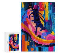 Puzzle pour Adolescents 300 PCS Expressionist Geometry Sneaker - Vibrant Abstract Street Art Jeux De Puzzle en Famille pour S'amuser en Famille Cadeaux d'anniversaire Et Cadeaux Uniques 300 PCS