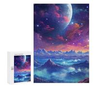 Puzzle pour Adolescents 300 PCS Fantasy Mountain Landscape with Celestial Body Puzzles pour Adultes - Jeu Éducatif Anti-Stress Et Défi Unique 300 PCS