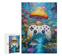 Puzzle pour Adolescents 300 PCS Fantasy Mushroom Forest with Game Controller -2 Puzzle pour Adultes Jeux Amusants Cadeaux De Décoration Parfaits pour Les Amis Et La Famille 300 PCS