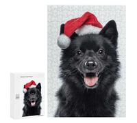 Puzzle pour Adolescents 300 PCS Festive Schipperke Dog with Santa Hat Puzzles pour Adolescents - Jouets Anti-Stress - Améliore La Mémoire - Idéal comme Cadeau 300 PCS