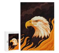 Puzzle pour Adolescents 300 PCS Fierce Eagle Vector Portrait with Fiery Backdrop Puzzle pour Adultes - Jeu Manuel - Décoration Murale - Difficile Et Stimulant 300 PCS