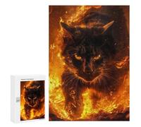 Puzzle pour Adolescents 300 PCS Fire Black Cat Puzzles pour Adolescents - Jouets Anti-Stress - Améliore La Mémoire - Idéal comme Cadeau 300 PCS