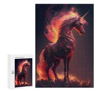 Puzzle pour Adolescents 300 PCS Flaming Unicorn Majesty Puzzles pour Adolescents - Jouets Anti-Stress - Améliore La Mémoire - Idéal comme Cadeau 300 PCS
