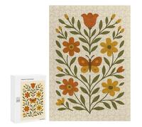 Puzzle pour Adolescents 300 PCS Folk Art Butterfly and Floral Scandinavian Puzzles pour Adultes - Décoration Murale - Idée pour Passer Le Temps À La Maison - Anniversaire, Noël 300 PCS