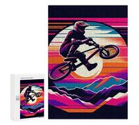 Puzzle pour Adolescents 300 PCS Freestyle BMX Sunset WPAP Jeux De Puzzle en Famille pour S'amuser en Famille Cadeaux d'anniversaire Et Cadeaux Uniques 300 PCS