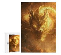 Puzzle pour Adolescents 300 PCS Golden Chinese Dragon Puzzles pour Adolescents - Jouets Anti-Stress - Améliore La Mémoire - Idéal comme Cadeau 300 PCS