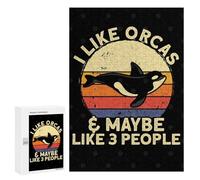 Puzzle pour Adolescents 300 PCS I Like Orcas and Maybe Puzzle pour Adultes Jeux Relaxants, Amusants Et Humoristiques Cadeaux d'anniversaire Uniques 300 PCS
