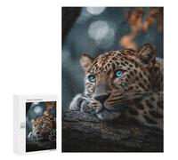 Puzzle pour Adolescents 300 PCS Leopard with Blue Eyes on Tree Branch Puzzles pour Adultes Découpe De Précision Stimule Le Cerveau Jeu Amusant Et Stimulant pour Toute La Famille 300 PCS