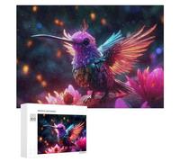 Puzzle pour Adolescents 300 PCS Magical Rainbow Hummingbird in Bloom Puzzle pour Adultes Jeux Relaxants pour Améliorer La Mémoire Cadeaux d'anniversaire Et De Noël Uniques 300 PCS