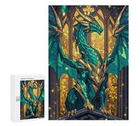 Puzzle pour Adolescents 300 PCS Majestic Stained Dragon Puzzles pour Adolescents - Jouets Anti-Stress - Améliore La Mémoire - Idéal comme Cadeau 300 PCS