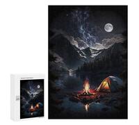 Puzzle pour Adolescents 300 PCS Moonlit Campfire Reflections Puzzle pour Adultes Jeux Amusants Cadeaux De Décoration Parfaits pour Les Amis Et La Famille 300 PCS