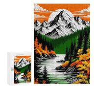 Puzzle pour Adolescents 300 PCS Mountain Landscape with River and Forest Puzzle pour Adultes Jeux Relaxants, Amusants Et Humoristiques Cadeaux d'anniversaire Uniques 300 PCS