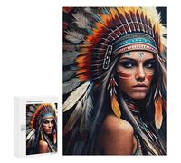 Puzzle pour Adolescents 300 PCS Native American Headdress Artwork Puzzle pour Adultes - Jouet À Monter Soi-même - Défi Difficile - Cadeaux De Noël Et d'anniversaire 300 PCS