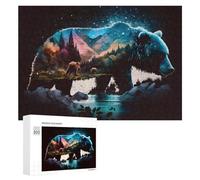 Puzzle pour Adolescents 300 PCS Nature's Majesty A Bear's Journey Through Colorful Landscapes Casse-tête pour Adultes Jeux Familiaux Analyse Et Logique Activités Ludiques À La Maison 300 PCS