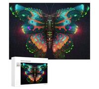 Puzzle pour Adolescents 300 PCS Neon Butterfly A Digital Art Masterpiece Casse-tête pour Adultes Jeux Familiaux Analyse Et Logique Activités Ludiques À La Maison 300 PCS