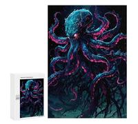 Puzzle pour Adolescents 300 PCS Neon Octopus Fantasy Creature Illustration Puzzle pour Adultes Jeux Relaxants, Amusants Et Humoristiques Cadeaux d'anniversaire Uniques 300 PCS