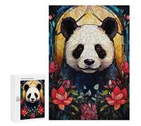 Puzzle pour Adolescents 300 PCS Panda Bear Stained Glass Puzzle pour Adultes - Jeux Relaxants - Décoration Intérieure - Cadeaux Uniques d'anniversaire Et De Noël 300 PCS