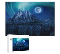 Puzzle pour Adolescents 300 PCS Pièces De Puzzle Aurora Borealis Moon Night Puzzles pour Adultes, Jeu Familial Anti-Stress, Défi À Relever 300 PCS