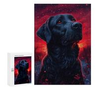 Puzzle pour Adolescents 300 PCS Pièces De Puzzle Black Labrador Red Sunset Puzzles pour Adolescents - Décoration Murale - Cadeaux pour Femmes, Amis Et Famille 300 PCS