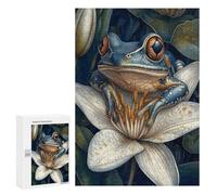 Puzzle pour Adolescents 300 PCS Pièces De Puzzle Blue Frog on Lily Puzzles pour Adolescents - Décoration Murale - Cadeaux pour Femmes, Amis Et Famille 300 PCS
