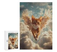 Puzzle pour Adolescents 300 PCS Pièces De Puzzle Cat Memorial Decor Angel Cat in Flight Puzzles pour Adolescents - Décoration Murale - Cadeaux pour Femmes, Amis Et Famille 300 PCS