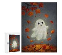 Puzzle pour Adolescents 300 PCS Pièces De Puzzle Cute Ghost in Autumn Leaves Puzzles pour Adolescents - Décoration Murale - Cadeaux pour Femmes, Amis Et Famille 300 PCS