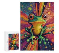 Puzzle pour Adolescents 300 PCS Pièces De Puzzle Frog Art Neon Tree Frog Wall Print Puzzles pour Adolescents - Décoration Murale - Cadeaux pour Femmes, Amis Et Famille 300 PCS