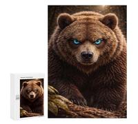 Puzzle pour Adolescents 300 PCS Pièces De Puzzle Intense Brown Bear with Glowing Eyes Puzzles pour Adultes, Jeu Familial Anti-Stress, Défi À Relever 300 PCS