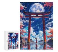 Puzzle pour Adolescents 300 PCS Pièces De Puzzle Japanese Moonlit Torii Landscape Puzzles pour Adolescents - Décoration Murale - Cadeaux pour Femmes, Amis Et Famille 300 PCS