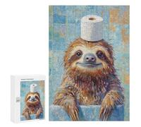 Puzzle pour Adolescents 300 PCS Pièces De Puzzle Sloth with Toilet Paper Hat Puzzles pour Adolescents - Décoration Murale - Cadeaux pour Femmes, Amis Et Famille 300 PCS