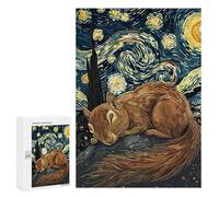 Puzzle pour Adolescents 300 PCS Pièces De Puzzle Squirrel Sleeping Under Starry Night Sky Puzzles pour Adolescents - Décoration Murale - Cadeaux pour Femmes, Amis Et Famille 300 PCS