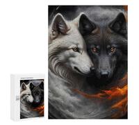 Puzzle pour Adolescents 300 PCS Pièces De Puzzle White and Black Wolves Puzzles pour Adultes, Jeu Familial Anti-Stress, Défi À Relever 300 PCS
