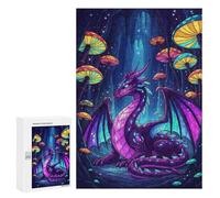Puzzle pour Adolescents 300 PCS Purple Dragon in Mushroom Cave Jeux De Puzzle en Famille pour S'amuser en Famille Cadeaux d'anniversaire Et Cadeaux Uniques 300 PCS