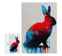 Puzzle pour Adolescents 300 PCS Rabbit Blue Red Puzzle pour Adultes - Jeux Relaxants - Décoration Intérieure - Cadeaux Uniques d'anniversaire Et De Noël 300 PCS
