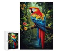 Puzzle pour Adolescents 300 PCS Scarlet Macaw in Jungle Puzzles pour Adolescents - Jouets Anti-Stress - Améliore La Mémoire - Idéal comme Cadeau 300 PCS
