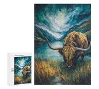 Puzzle pour Adolescents 300 PCS Scottish Highland Cow Painting-2 Puzzles pour Adultes - Jeu Éducatif Anti-Stress Et Défi Unique 300 PCS