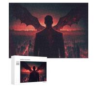 Puzzle pour Adolescents 300 PCS Silhouette of A Man with Wings Over A Cityscape Casse-tête pour Adultes Jeux Familiaux Analyse Et Logique Activités Ludiques À La Maison 300 PCS