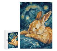 Puzzle pour Adolescents 300 PCS Sleeping Bunny Starry Night Puzzles pour Adolescents - Jouets Anti-Stress - Améliore La Mémoire - Idéal comme Cadeau 300 PCS