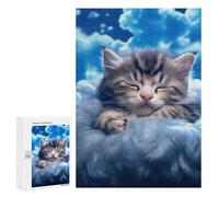 Puzzle pour Adolescents 300 PCS Sleeping Cloud Kitten -1 Puzzle pour Adultes - Jeu Manuel - Décoration Murale - Cadeaux Uniques pour Anniversaire Et Noël 300 PCS