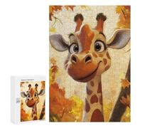 Puzzle pour Adolescents 300 PCS Smiling Giraffe in Autumn Puzzle pour Adultes Jeux De Détente Décoration Parfaite Cadeaux d'anniversaire Et Cadeaux Uniques 300 PCS
