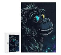 Puzzle pour Adolescents 300 PCS Smiling Gorilla with Blue Eye Puzzles pour Adolescents - Jouets Anti-Stress - Assemblage De Motifs - Cadeaux Uniques pour Anniversaire Et Noël 300 PCS