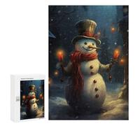 Puzzle pour Adolescents 300 PCS Smiling Snowman with Candles Puzzles pour Adolescents - Jouets Anti-Stress - Améliore La Mémoire - Idéal comme Cadeau 300 PCS