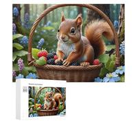 Puzzle pour Adolescents 300 PCS Squirrel with Berries Basket Puzzle pour Adultes - Jouet À Monter Soi-même - Défi Difficile - Cadeaux De Noël Et d'anniversaire 300 PCS