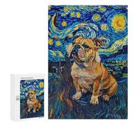 Puzzle pour Adolescents 300 PCS Starry Night Bulldog Puzzles pour Adultes Jeux De Bricolage Analyse Et Logique Jeu Stimulant Cadeaux 300 PCS