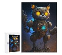 Puzzle pour Adolescents 300 PCS Steampunk Cat Robot Art Puzzles pour Adolescents - Jouets Anti-Stress - Améliore La Mémoire - Idéal comme Cadeau 300 PCS