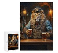 Puzzle pour Adolescents 300 PCS Steampunk Craft Beer Lion Puzzle pour Adultes Jeux De Détente Décoration Parfaite Cadeaux d'anniversaire Et Cadeaux Uniques 300 PCS